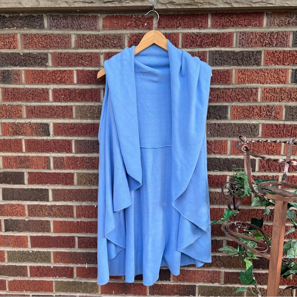 Look Baby Blue Sweater Duster Vest